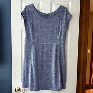 T by Talbots Blue Space Dye Short Sleeve Stretchy Athletic Dress Sz LP Like New